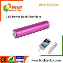Factory Wholesale Mini multifonctionnel en aluminium aluminium portable 1 * 18650 batterie alimenté USB Chargeur led Power Bank Flashlight